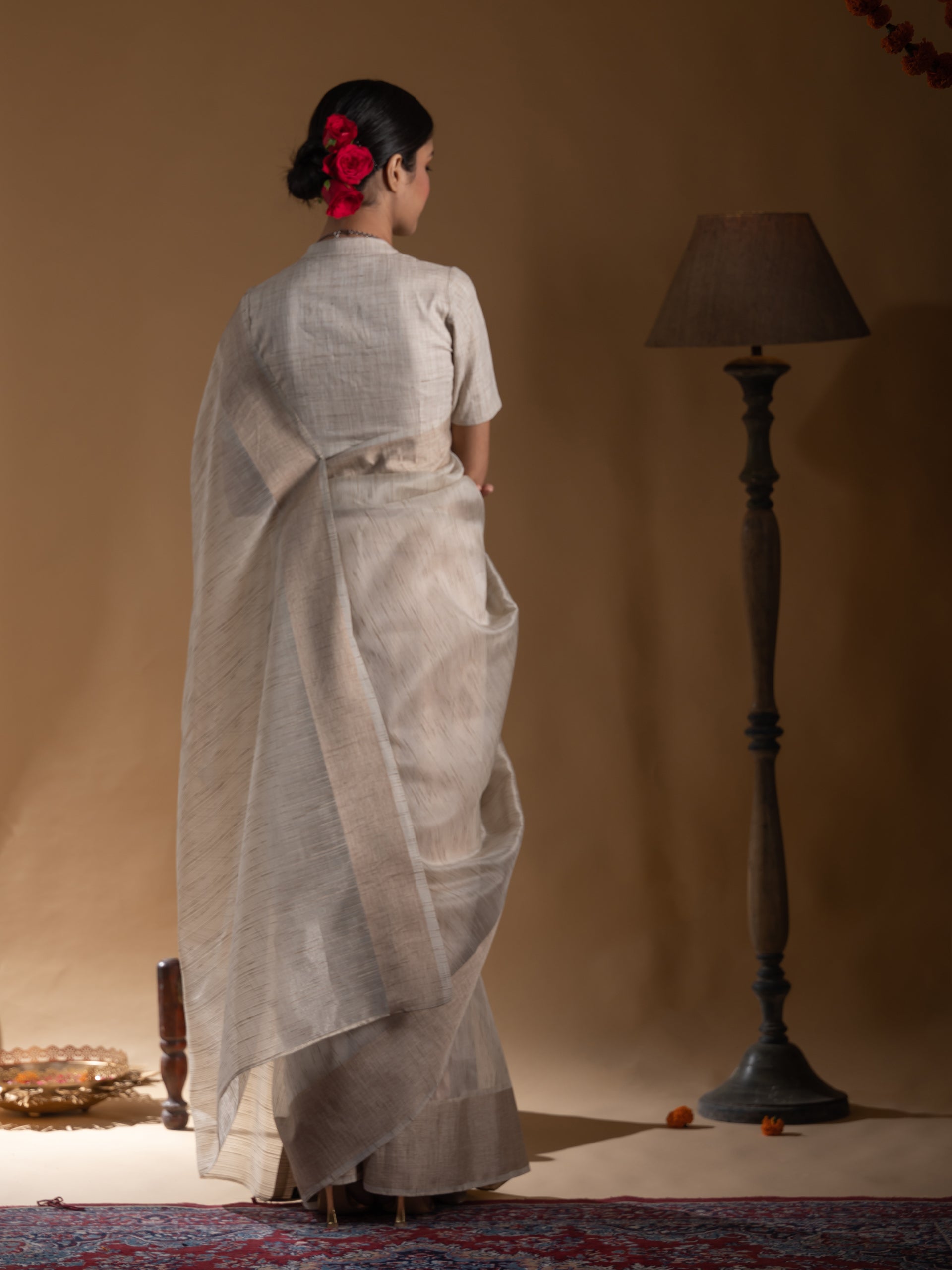 Second Nature Linen Blend Slub Saree