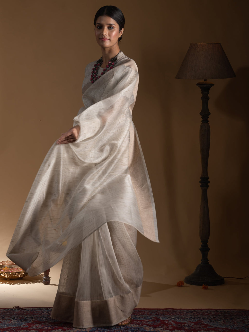 Second Nature Linen Blend Slub Saree