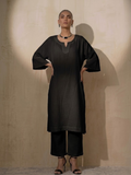 2 pc Set - Black Easy Addictive Travel Airflow Kurta and Pant Set