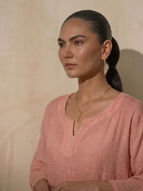 2 pc Set - Blush Pink Easy Addictive Travel Airflow Kurta and Pant Set