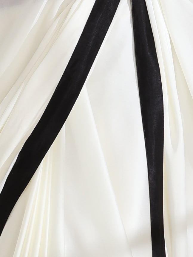 Magnolia Cream Satin Saree with Black Posh Border & Blouse Fabric