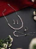 SET - Pink Diamond Necklace, Earring, Ring, Bracelet