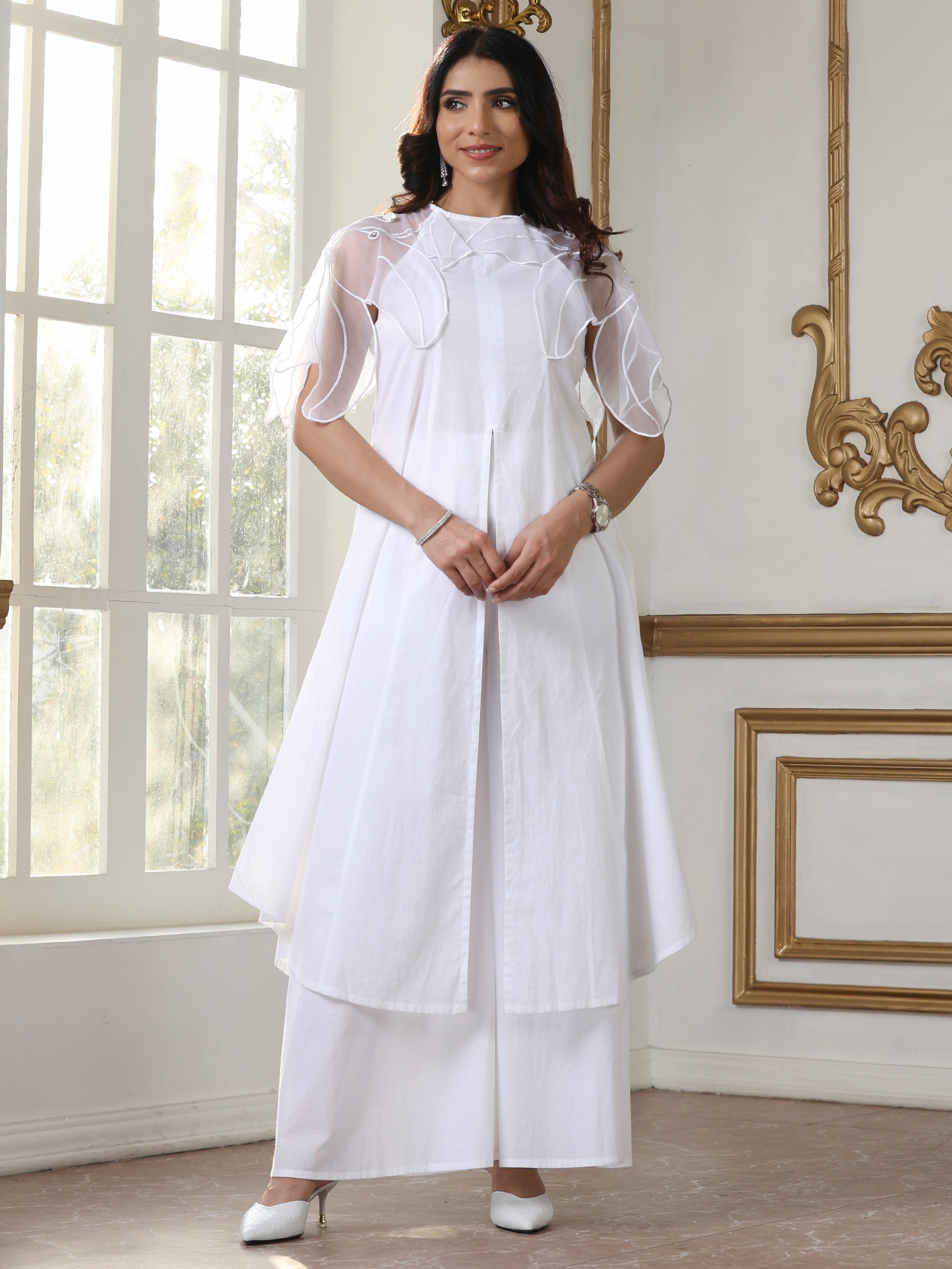 Women’s White Palazzo | 1 Pc, 100% Cotton Cambric Fabric, Casual Wear