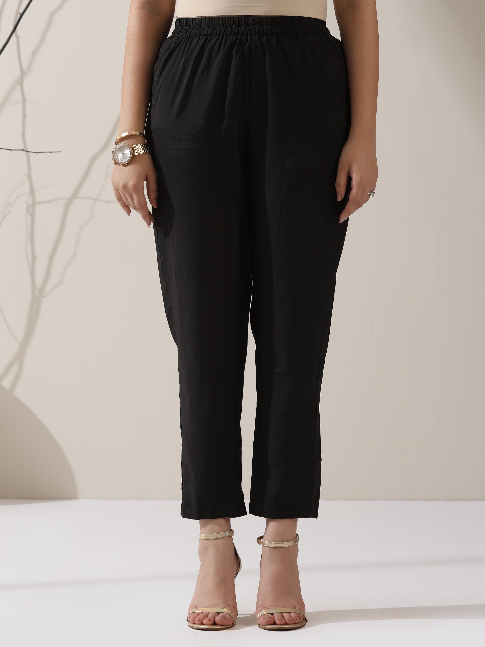 Women's White Cotton Kurta with Black Trims & Crochet Buttons and Pants | 2 Pc Set, Minimal Chic Ethnic Co-ord