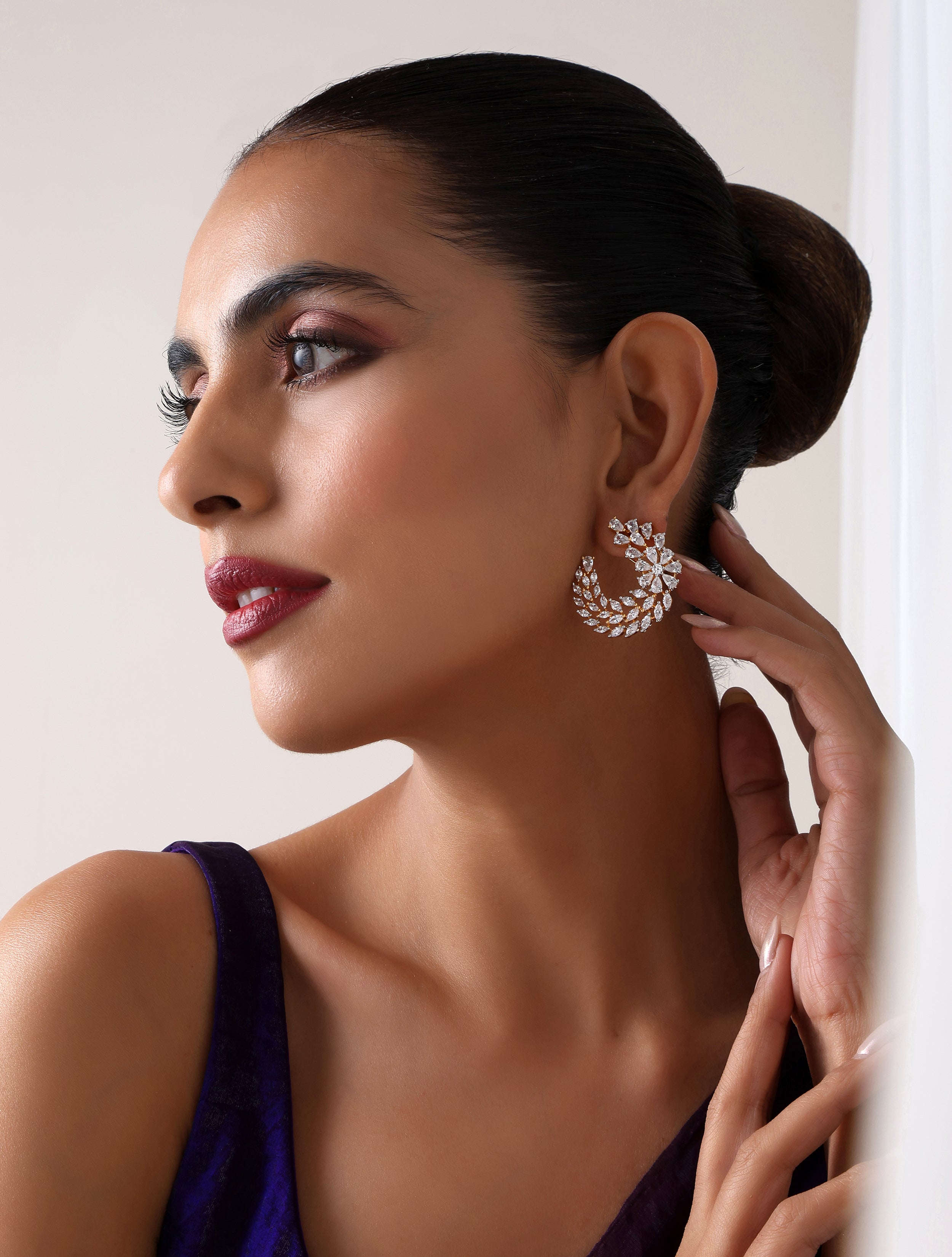 Diamond Flat Ring Amercian Diamond Earring