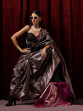 Banarasi Black Purple Jaal Silk Saree with Blouse Fabric