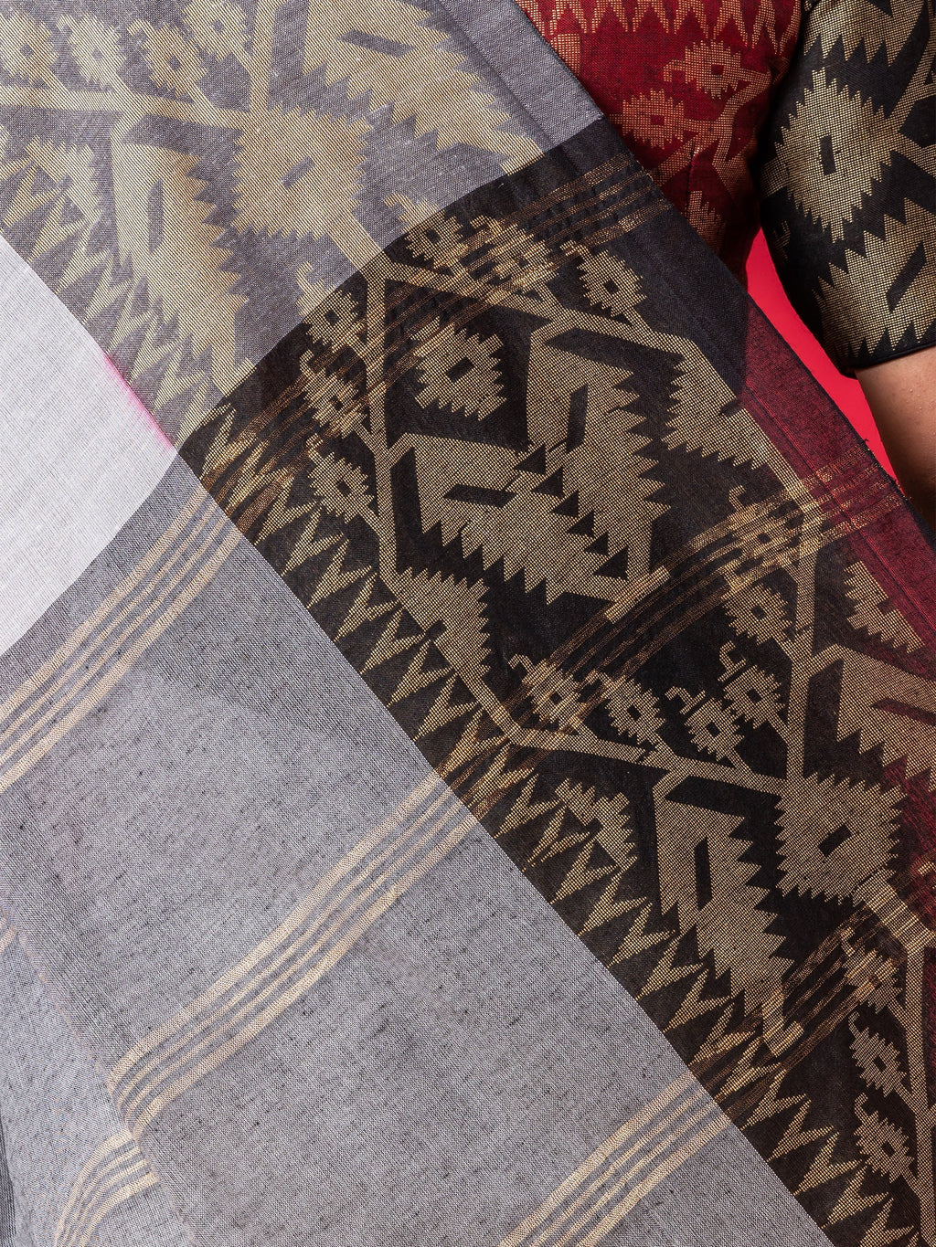 White Ghoomar Ganga Yamuna Cotton Saree with Blouse Fabric